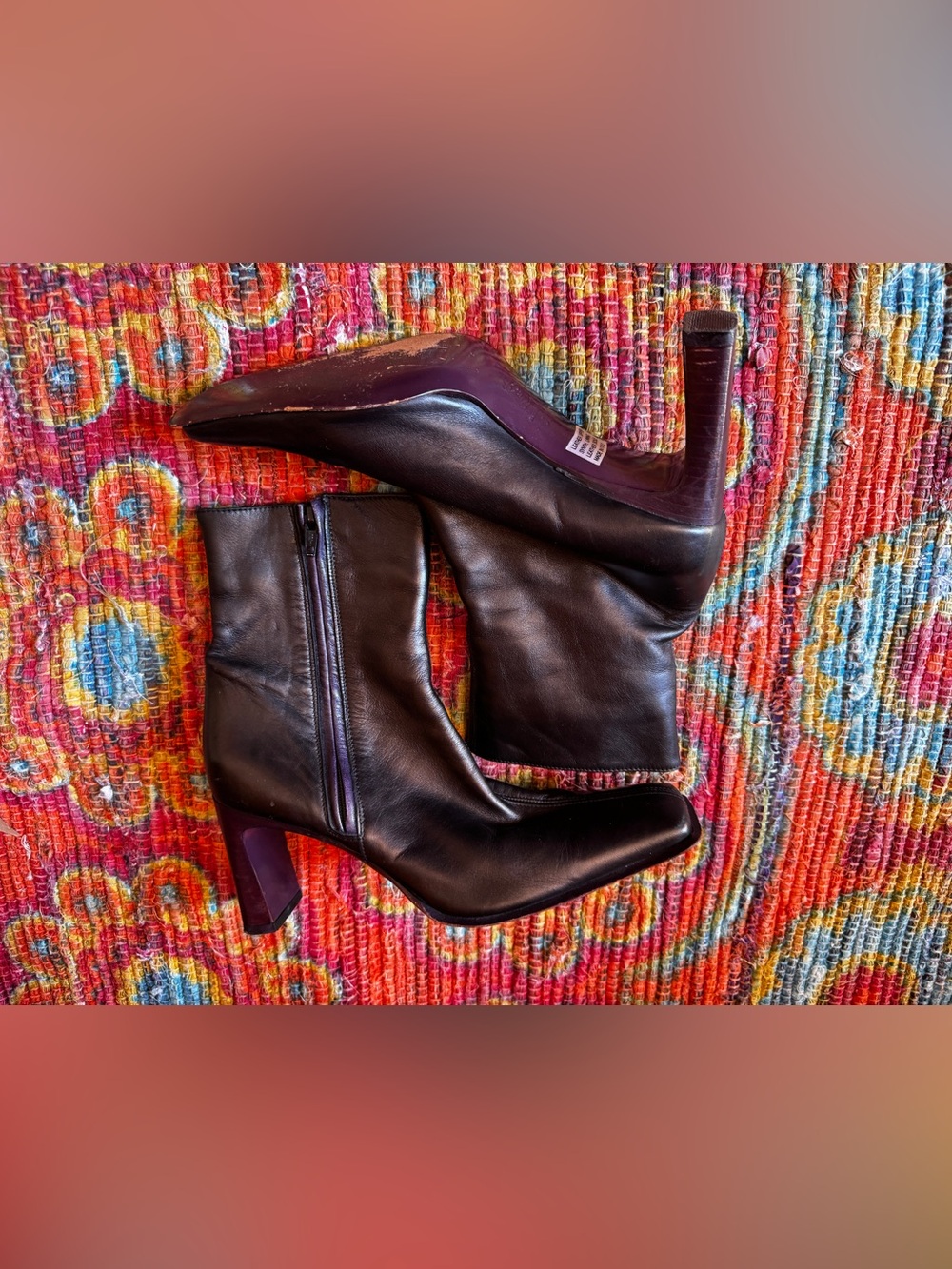 Y2K Vintage Square Toe Ankle Boots Sz 38 - Picture 2 of 6
